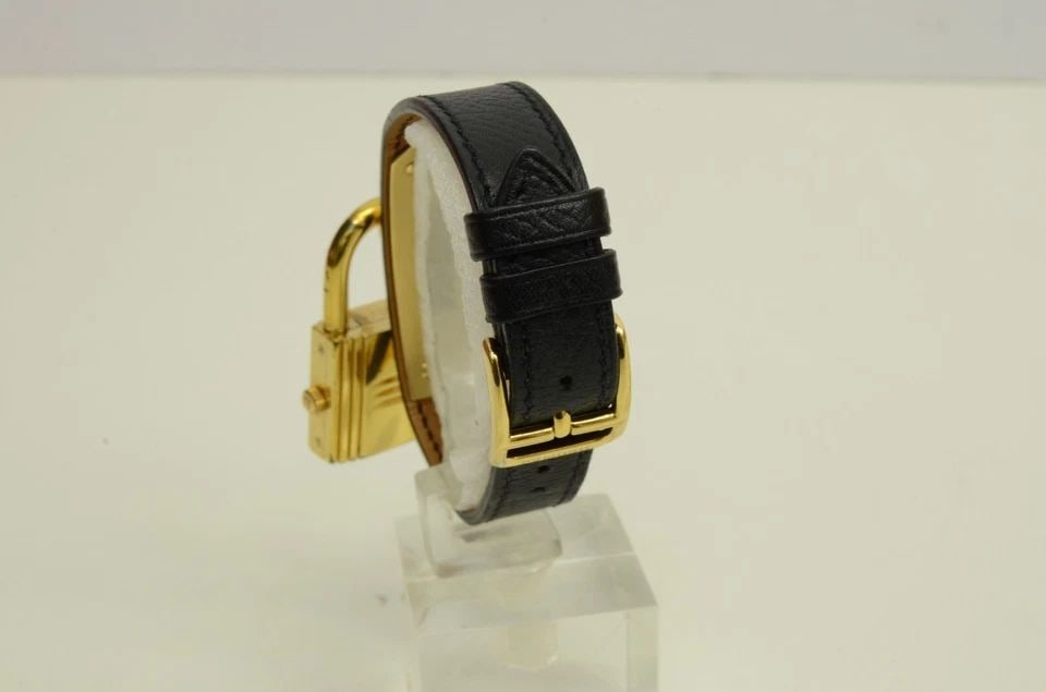 AUTHENTIC HERMES GOLD PADLOCK KELLY WATCH 20MM X 36MM GP LEATHER 2000S (1 of 2)