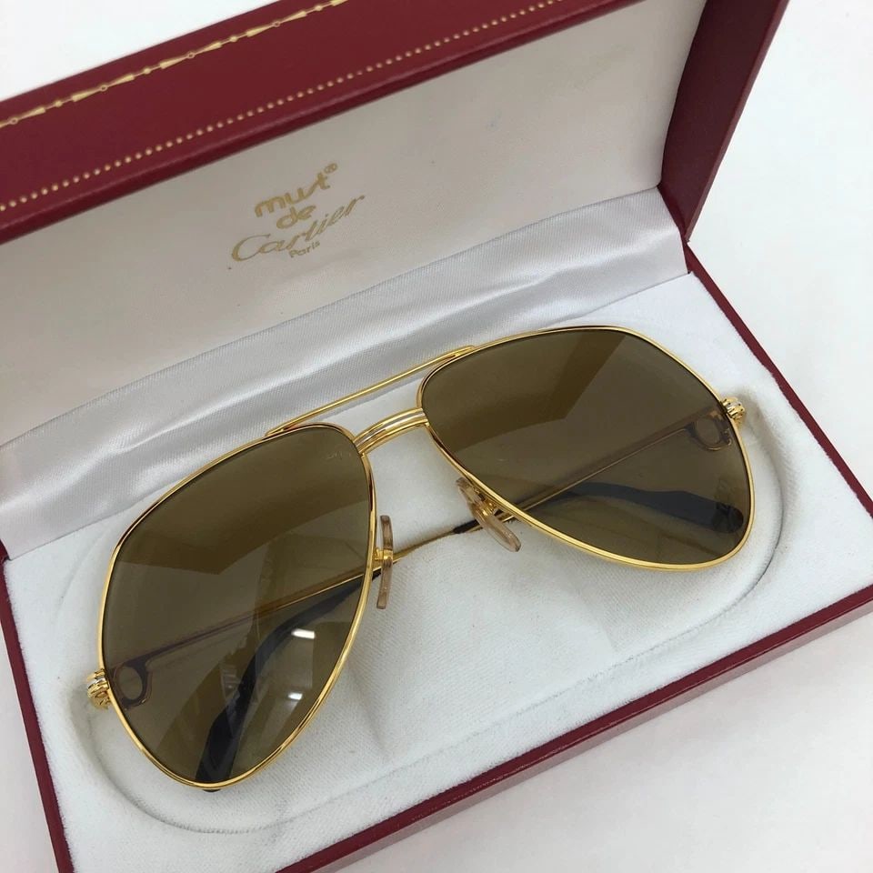 AUTHENTIC CARTIER VENDOME LOUIS AVIATOR 62 14 140 GP SUNGLASSES STRIPED FRAMES (1 of 2)