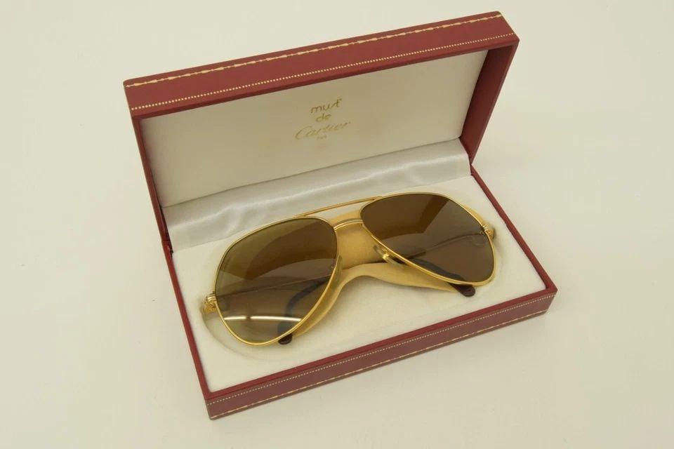 AUTHENTIC CARTIER VENDOME LOUIS AVIATOR 62 14 140 GP SUNGLASSES STRIPED FRAMES: AUTHENTIC CARTIER VENDOME LOUIS AVIATOR 62 14 140 GP SUNGLASSES STRIPED FRAMES Authentic Cartier Vendome Louis Aviator 62 14 140 GP Sunglasses Striped Frames Authentic Cartier Vendome Louis Aviator 62