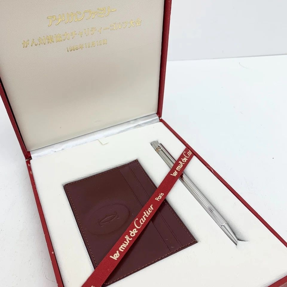 AUTHENTIC MUST DE CARTIER BALLPOINT PEN & BOOK SILVER TRINITY OFFICE COLLECTIBLE (1 of 2)