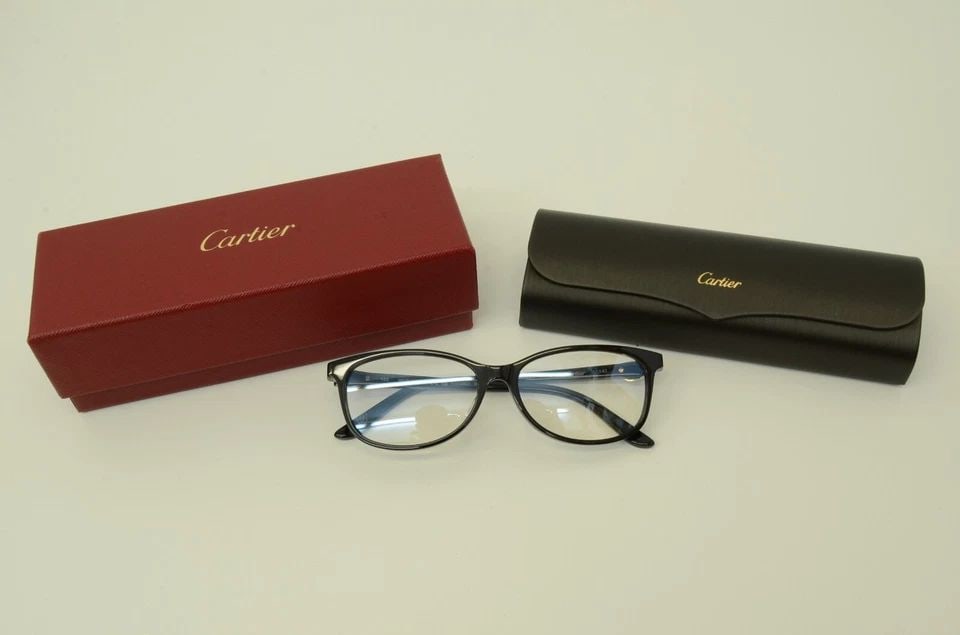 AUTHENTIC CARTIER C DECOR SUNGLASSES 54 15 140 BLACK FRAMES ACETATE EYEGLASSES (1 of 2)