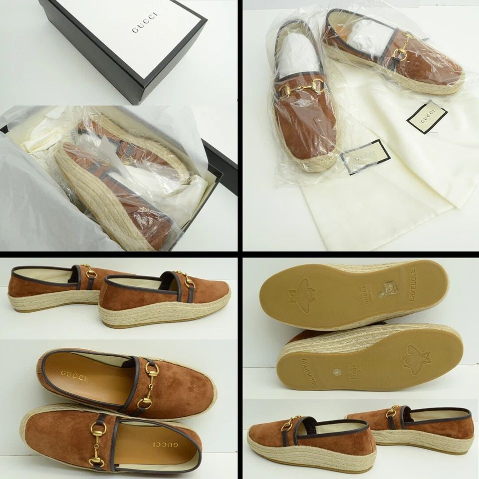 AUTHENTIC GUCCI LOAFERS SOFT ROPE HORSEBIT PAR AMOUR SHOES SIZE 8 ESPADRILLES (1 of 2)