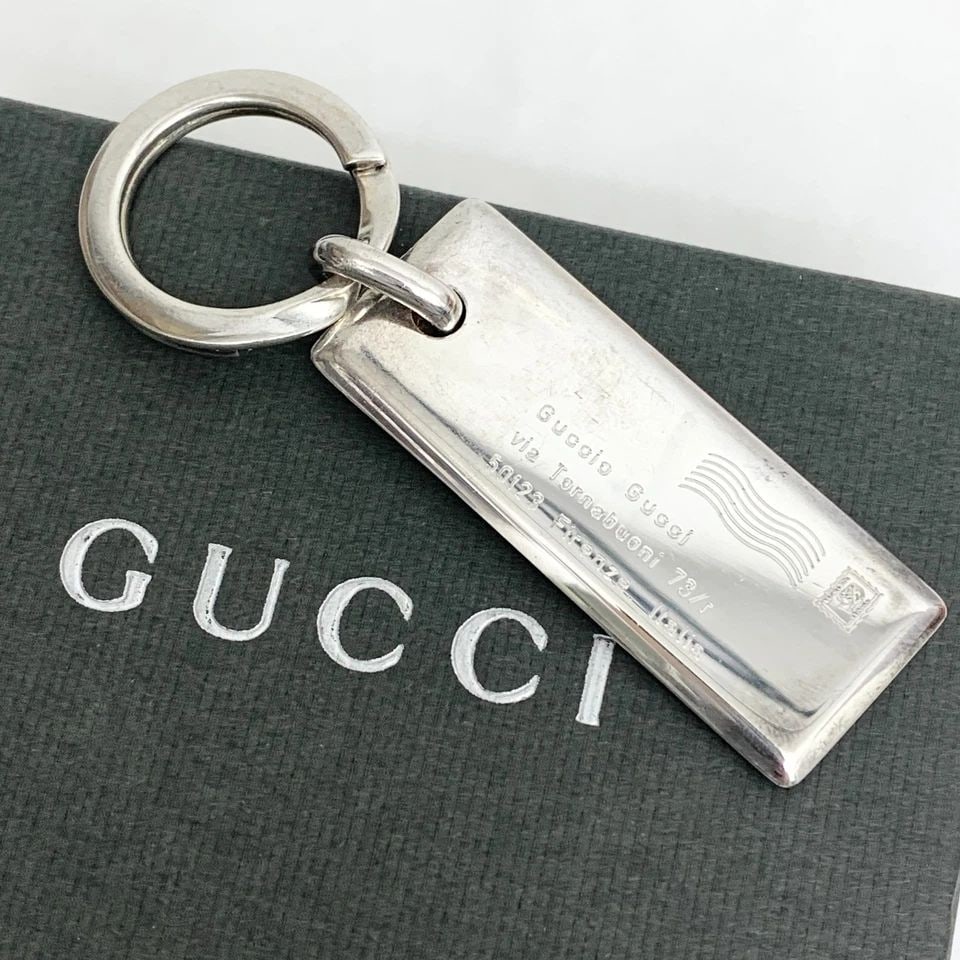 AUTHENTIC GUCCI LETTER STAMP KEYCHAIN STERLING SILVER 925 TAG BAG ACCESSORY (1 of 2)