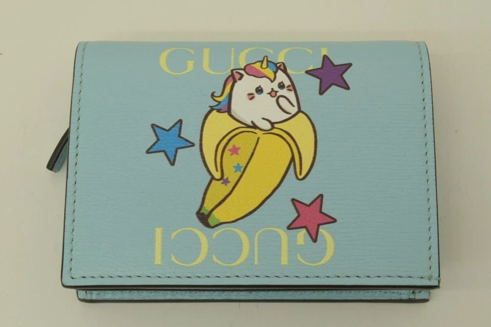 AUTHENTIC GUCCI BANANYA UNICORN STARS CLIP BIFOLD WALLET LEATHER ANIME CAT W BOX (1 of 2)