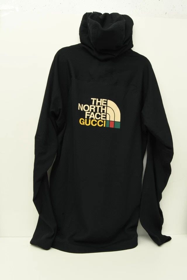 AUTHENTIC GUCCI THE NORTH FACE HOODIE BLACK PURPLE POCKET LIGHT WARM PULL OVER (1 of 2)