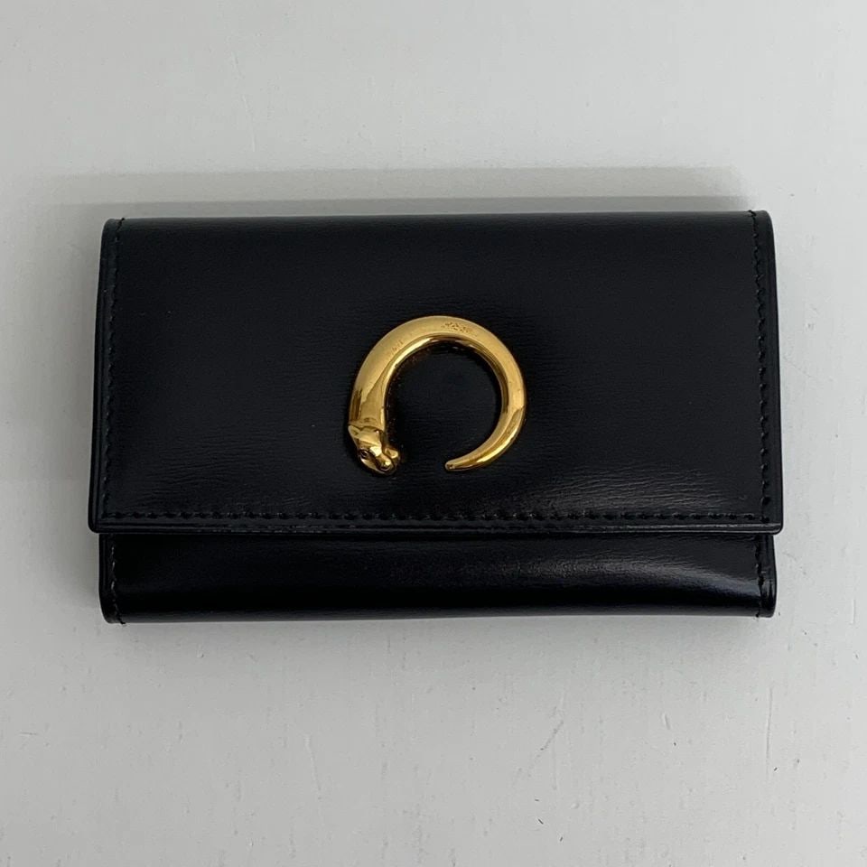 AUTHENTIC CARTIER PANTAIL LEATHER WALLET CLIP FOLD KEY CARD RING GP HOLDER: AUTHENTIC CARTIER PANTAIL LEATHER WALLET CLIP FOLD KEY CARD RING GP HOLDER Authentic Cartier Pantail Leather Wallet Clip Fold Key Card Ring GP Holder Logo, Panther, Pantail Clip Closure, Key Ring Card