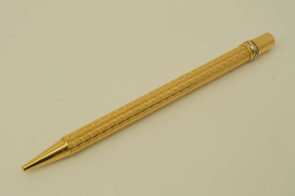 AUTHENTIC CARTIER TRINITY BALLPOINT PEN GOLD RIDGED OFFICE DESK COLLECTIBLE (1 of 2)
