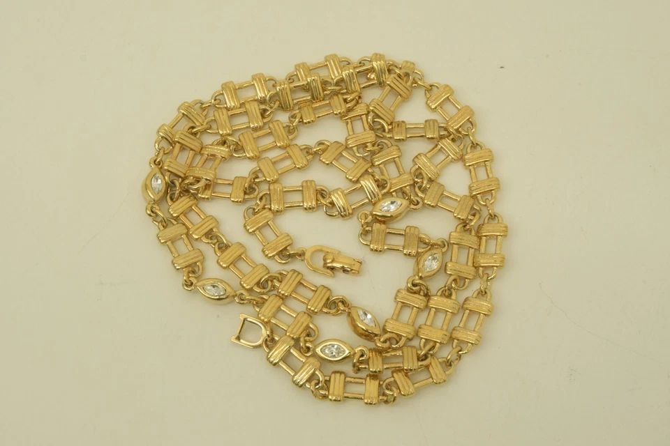 AUTHENTIC CHRISTIAN DIOR DOUBLE BAR RHINESTONE NECKLACE GP CHAIN JEWELRY: AUTHENTIC CHRISTIAN DIOR DOUBLE BAR RHINESTONE NECKLACE GP CHAIN JEWELRY Authentic Christian Dior Double Bar Rhinestone Necklace GP Chain Jewelry Jewelry Accessory Ladies, Womens, Female Clip Clasp Cl