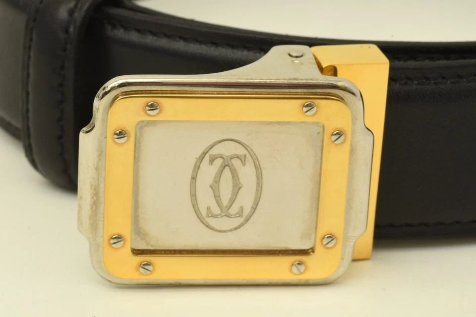 AUTHENTIC CARTIER LEATHER BELT GALBEE STYLE SP GP DECOR LOGO BUCKLE ACCESSORY: AUTHENTIC CARTIER LEATHER BELT GALBEE STYLE SP GP DECOR LOGO BUCKLE ACCESSORY Authentic Cartier Leather Belt Galbee Style SP GP Decor Logo Buckle Accessory Authentic Cartier Leather Belt Galbee Style 
