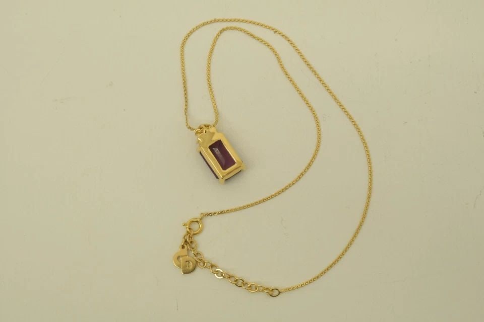 AUTHENTIC CHRISTIAN DIOR FAUX GEMSTONE NECKLACE GP CHAIN JEWELRY ACCESSORY (1 of 2)