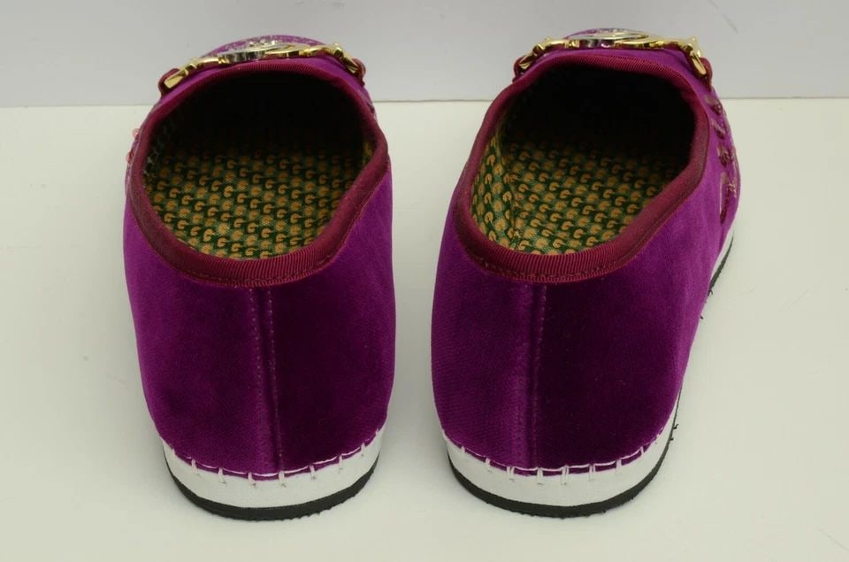 AUTHENTIC GUCCI VELVET SHOES CRYSTAL HORSEBIT PURPLE GP LOAFER 474882 FASF0 5262 (1 of 2)