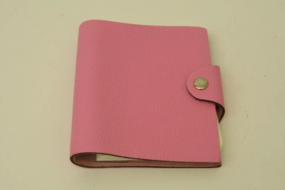 AUTHENTIC HERMES PINK LEATHER CLIP RING BOOKLET FOLD RULER HOME OFFICE ACCESSORY: AUTHENTIC HERMES PINK LEATHER CLIP RING BOOKLET FOLD RULER HOME OFFICE ACCESSORY Authentic Hermes Pink Leather Clip Ring Booklet Fold Ruler Home Office Accessory Authentic Pink Leather Clip Ring Bookl