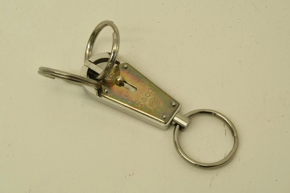 AUTHENTIC TIFFANY & CO. STERLING SILVER 925 KEYCHAIN DOUBLE RING ACCESSORY CHARM (1 of 2)