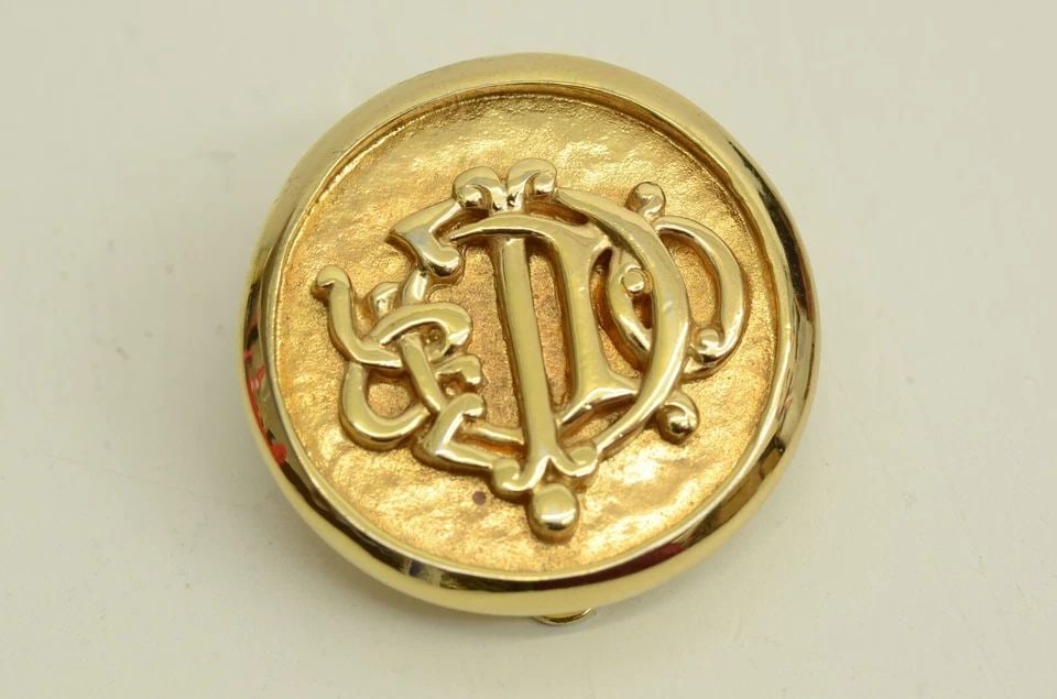 AUTHENTIC CHRISTIAN DIOR CLIP ON EARRINGS INSIGNIA GP CLASSIC GOLD JEWELRY SET 3 (1 of 2)
