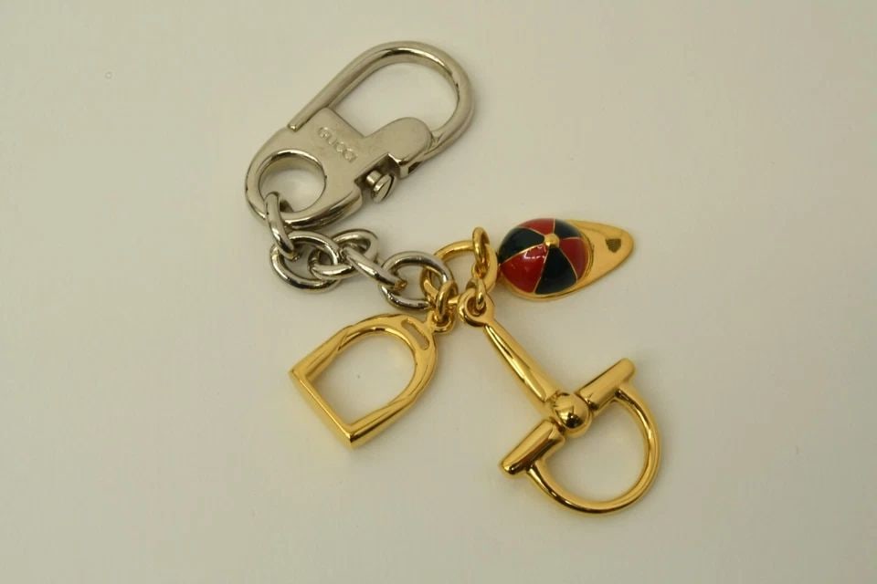AUTHENTIC GUCCI EQUESTRIAN GOLD PLATED SP HAT STIRRUP CHARM KEYCHAIN ACCESSORY (1 of 2)