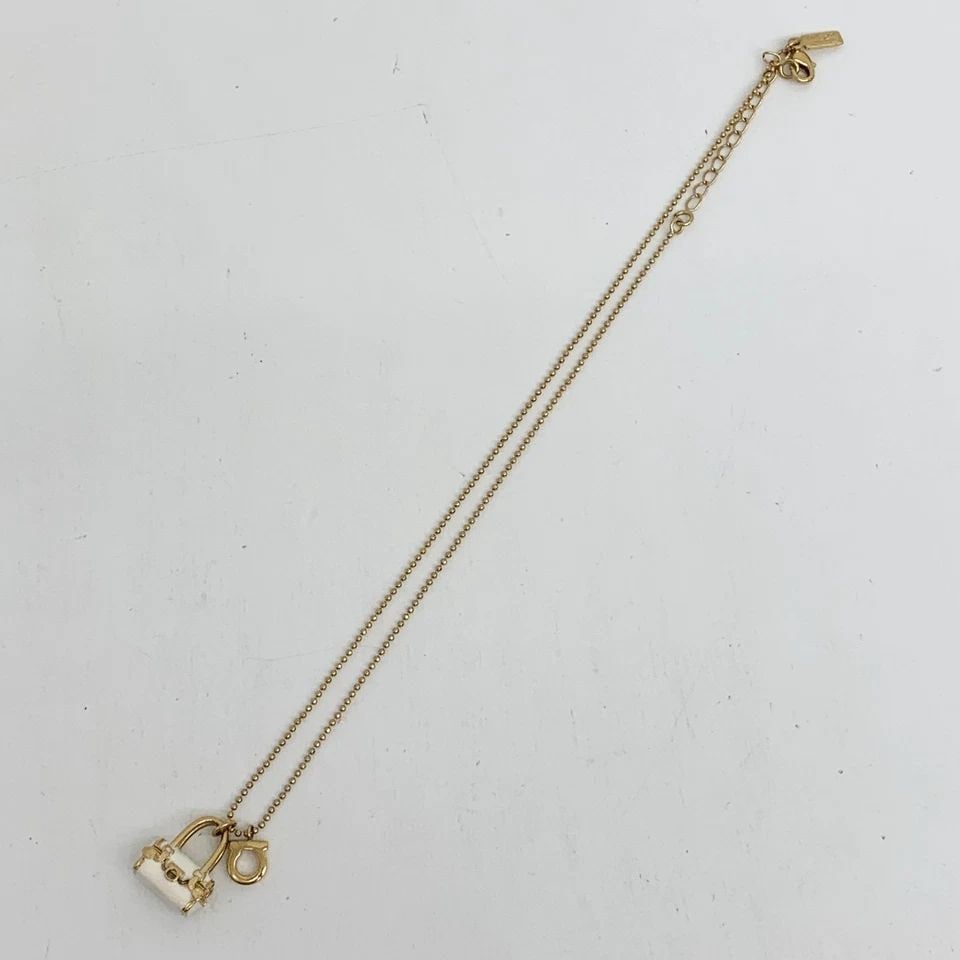 AUTHENTIC FERRAGAMO GANCINI GP NECKLACE WHITE PURSE BAG CHARM EMBLEM JEWELRY (1 of 2)