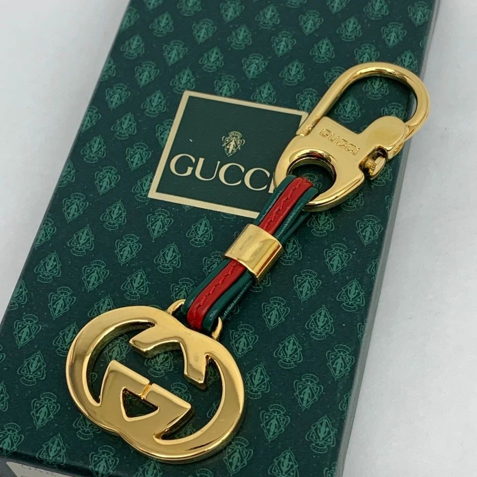 AUTHENTIC GUCCI GG LOGO KEYCHAIN CLASSIC GP CHARM WEB STRIPE JEWELRY ACCESSORY (1 of 2)