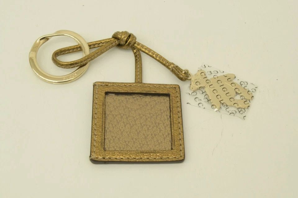 AUTHENTIC GUCCI PICTURE FRAME KEYCHAIN LEATHER SP AGED GOLD BEAR BAG ACCESSORY (1 of 2)