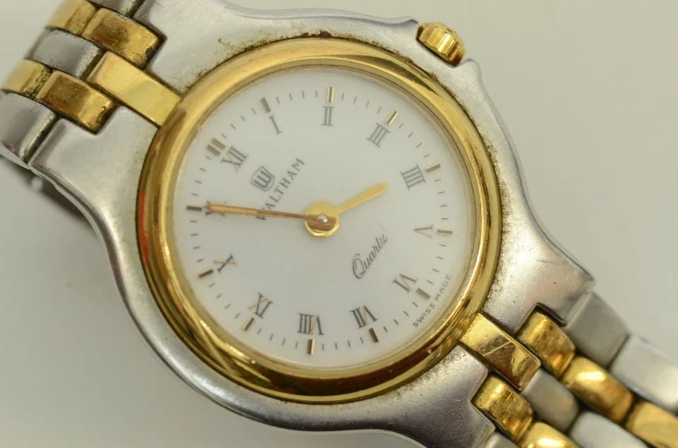 AUTHENTIC WALTHAM COMBI WATCH 22MM SS STRIPED WATER RESISTANT GP WRISTWATCH: AUTHENTIC WALTHAM COMBI WATCH 22MM SS STRIPED WATER RESISTANT GP WRISTWATCH Authentic Waltham Combi Watch 22mm SS Striped Water Resistant GP Wristwatch AUTHENTIC WALTHAM COMBI WATCH 22MM SS STRIPED WA
