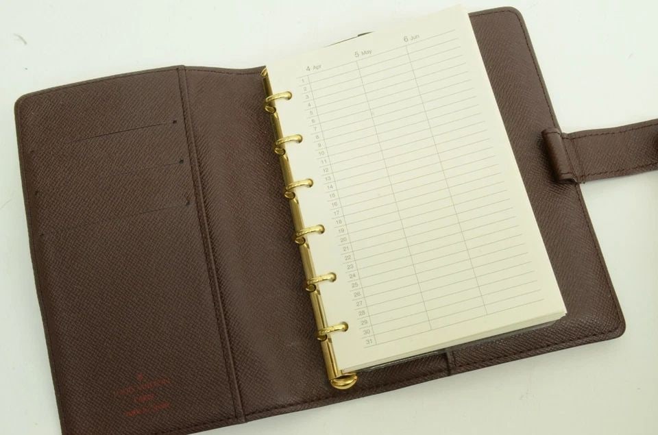 AUTHENTIC LOUIS VUITTON DAMIER EBENE LEATHER AGENDA BOOK ACCESSORY ORGANIZER (1 of 2)