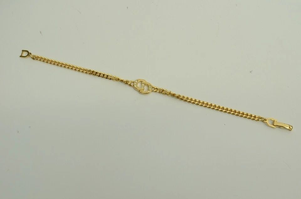 AUTHENTIC VINTAGE CHRISTIAN DIOR BRACELET CD LOGO RHINESTONE EMBLEM GP JEWELRY (1 of 2)