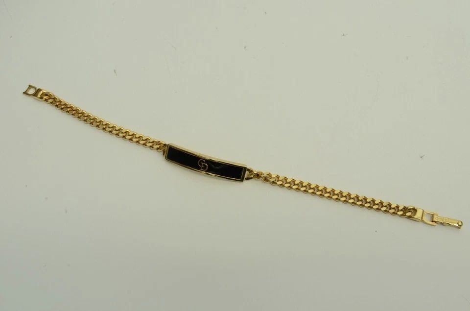 AUTHENTIC CHRISTIAN DIOR BRACELET CD LOGO BLACK TAG EMBLEM SIGNATURE GP JEWELRY (1 of 2)
