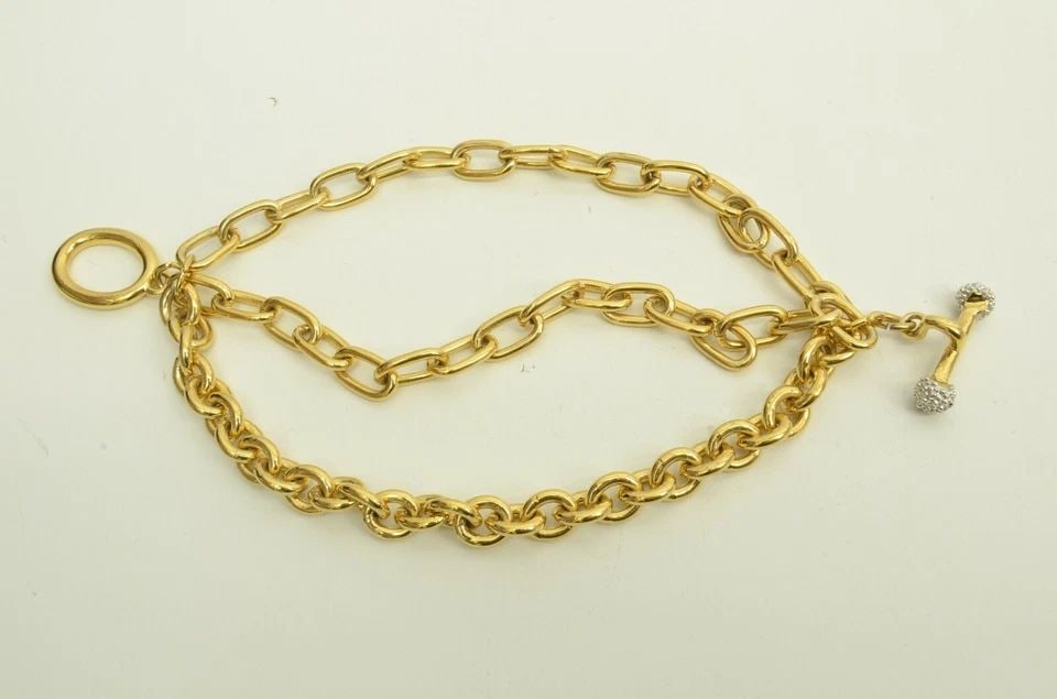 AUTHENTIC GIVENCHY GP TOGGLE LOOP BRACELET RHINESTONE BAR GOLD CHAIN JEWELRY (1 of 2)