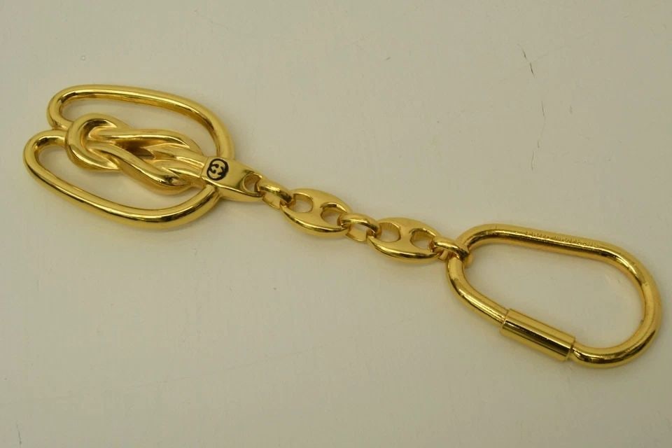 AUTHENTIC GUCCI ANNIVERSARY GOLD PLATED INTERWEAVING ROPE KEYCHAIN JEWELRY (1 of 2)