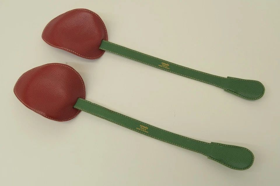 AUTHENTIC HERMES LEATHER SHOE INSERTS RED GREEN VINTAGE FOOT SLIP COLLECTIBLES (1 of 2)