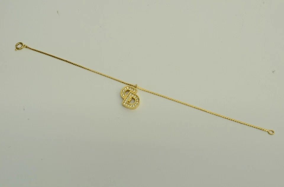AUTHENTIC CHRISTIAN DIOR BRACELET CD LOGO RHINESTONE CHARM SIGNATURE GP JEWELRY (1 of 2)