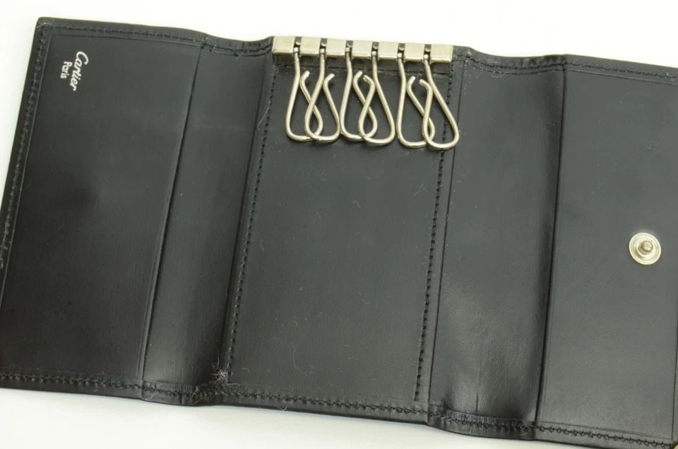 AUTHENTIC CARTIER 6 KEY RING VINTAGE LEATHER WALLET C DECOR LOGO W BOX & CARD: AUTHENTIC CARTIER 6 KEY RING VINTAGE LEATHER WALLET C DECOR LOGO W BOX & CARD Authentic Cartier 6 Key Ring Vintage Leather Wallet C Decor Logo w Box & Card AUTHENTIC CARTIER 6 KEY RING VINTAGE LEATHER