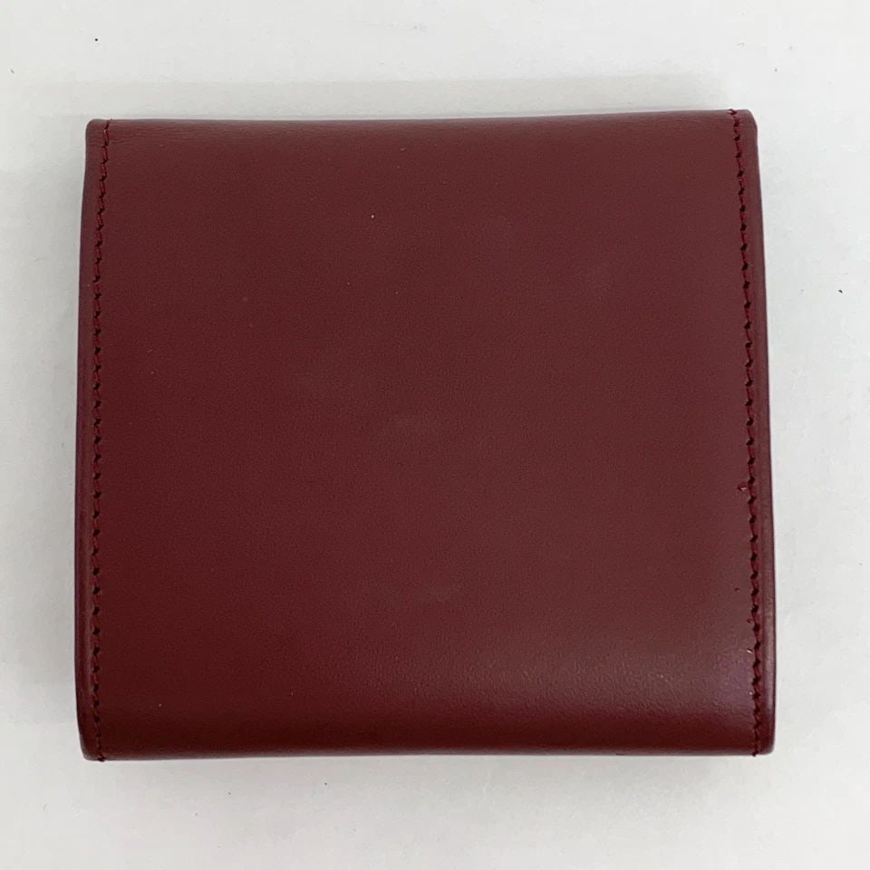 AUTHENTIC CARTIER VINTAGE LEATHER SQUARE CLIP COIN CASE WALLET BURGUNDY DECOR 3: AUTHENTIC CARTIER VINTAGE LEATHER SQUARE CLIP COIN CASE WALLET BURGUNDY DECOR 3 AUTHENTIC CARTIER VINTAGE LEATHER SQUARE CLIP COIN CASE WALLET BURGUNDY DECOR 3 Must de Cartier Double C Decor Zip Closu