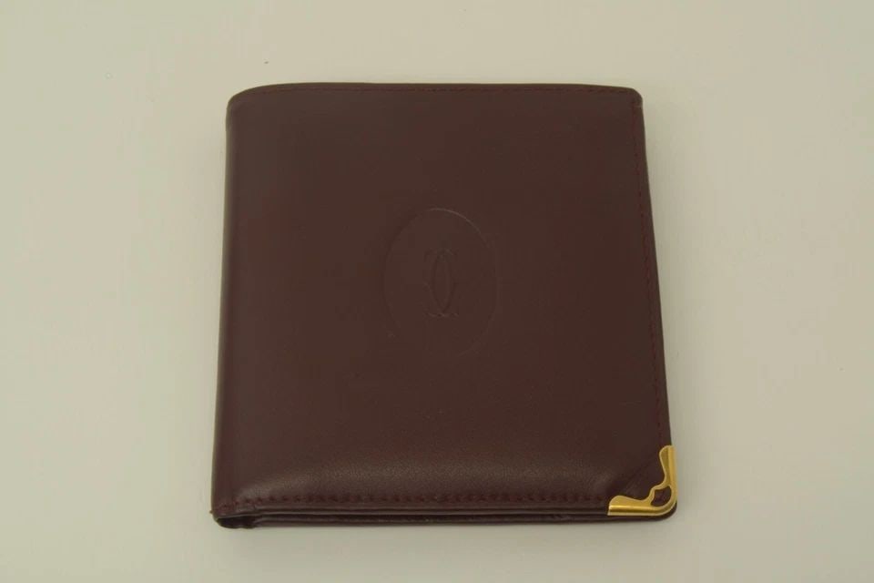 AUTHENTIC CARTIER VINTAGE LEATHER BIFOLD WALLET COIN CASE BURGUNDY DECOR LOGO: AUTHENTIC CARTIER VINTAGE LEATHER BIFOLD WALLET COIN CASE BURGUNDY DECOR LOGO Authentic Cartier Vintage Leather Bifold Wallet Coin Case Burgundy Decor Logo Authentic Cartier Vintage Leather Bifold Wal
