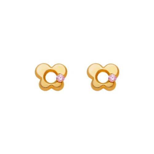 NEW 14K YELLOW GOLD PINK BUTTERFLY STUD EARRINGS (1 of 1)