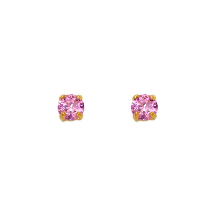 NEW 14K YELLOW GOLD PINK BIRTHSTONE SCREWBACK STUD EARRINGS: NEW 14K YELLOW GOLD PINK BIRTHSTONE SCREWBACK STUD EARRINGS PINK BIRTHSTONE SCREWBACK STUD EARRINGS NEW 14K YELLOW GOLD Width: Approx. 3mm Apx WEIGHT: 2g