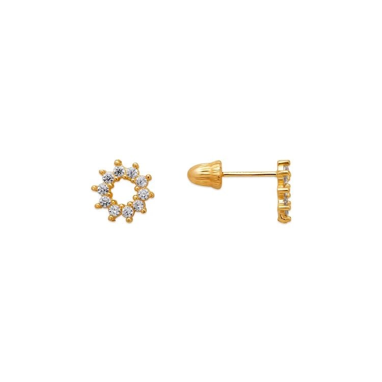 NEW 14K YELLOW GOLD WHITE FLOWER STUD EARRINGS: NEW 14K YELLOW GOLD WHITE FLOWER STUD EARRINGS WHITE FLOWER STUD EARRINGS NEW 14K YELLOW GOLD Width: Approx. 6x6mm Apx WEIGHT: 2g