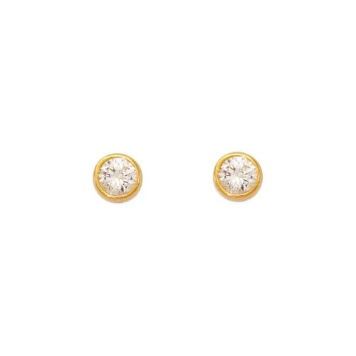 NEW 14K YELLOW GOLD ROUND BEVELED STUD EARRINGS (1 of 2)