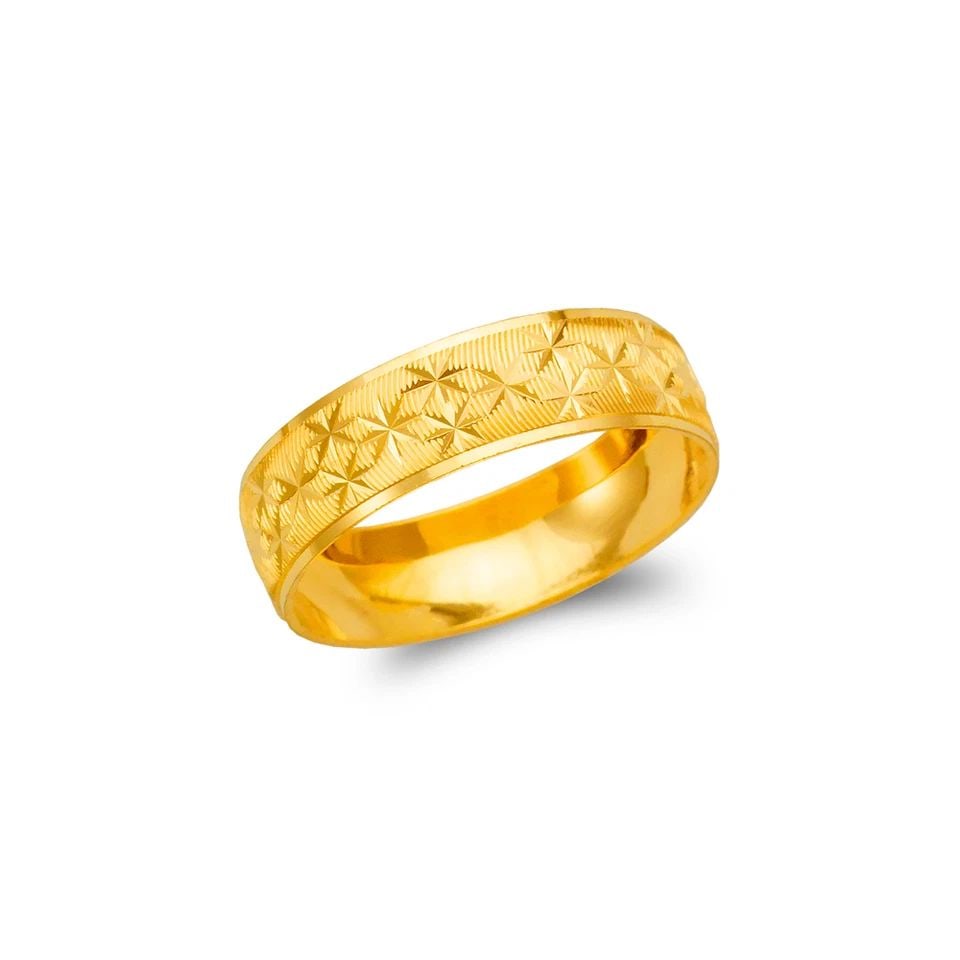 NEW 14K YELLOW GOLD STAR STAMPING WEDDING BAND (1 of 1)