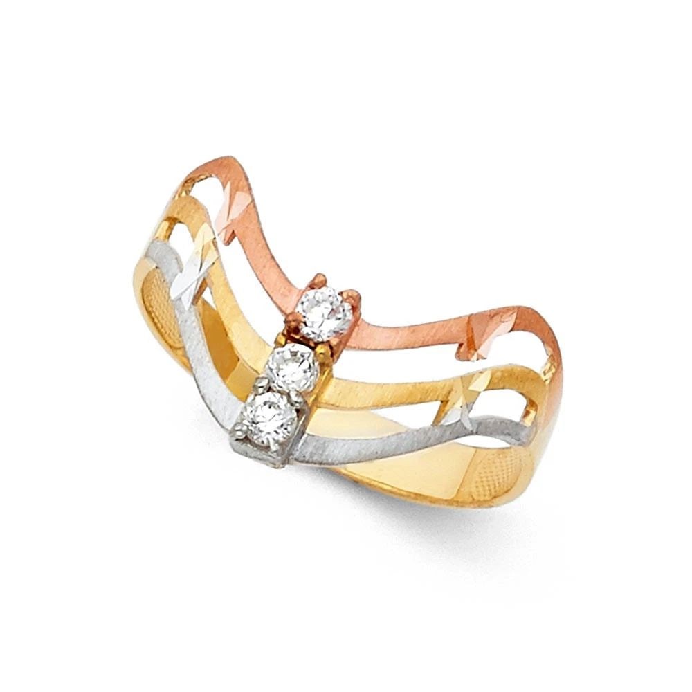 NEW 14K TRI COLOR GOLD SEMANARIO RING - SIZE 7: NEW 14K TRI COLOR GOLD SEMANARIO RING SEMANARIO RING NEW 14K TRI COLOR GOLD WIDTH: 8 mm Average Apx. WEIGHT: 1.9 g
