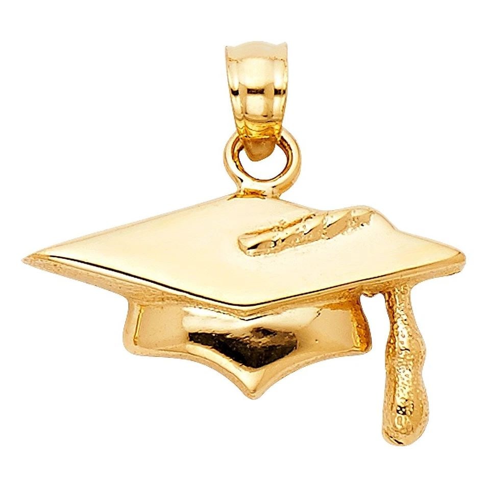 NEW 14K YELLOW GOLD GRADUATION HAT PENDANT (1 of 1)