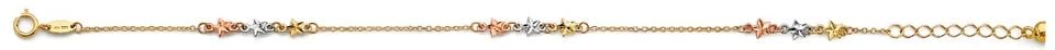 NEW 14K TRI COLOR GOLD LIGHT BRACELET & ANKLET: NEW 14K TRI COLOR GOLD LIGHT BRACELET & ANKLET LIGHT BRACELET & ANKLET NEW 14K TRI COLOR GOLD LENGTH - 7in Apx WEIGHT - 1.8g