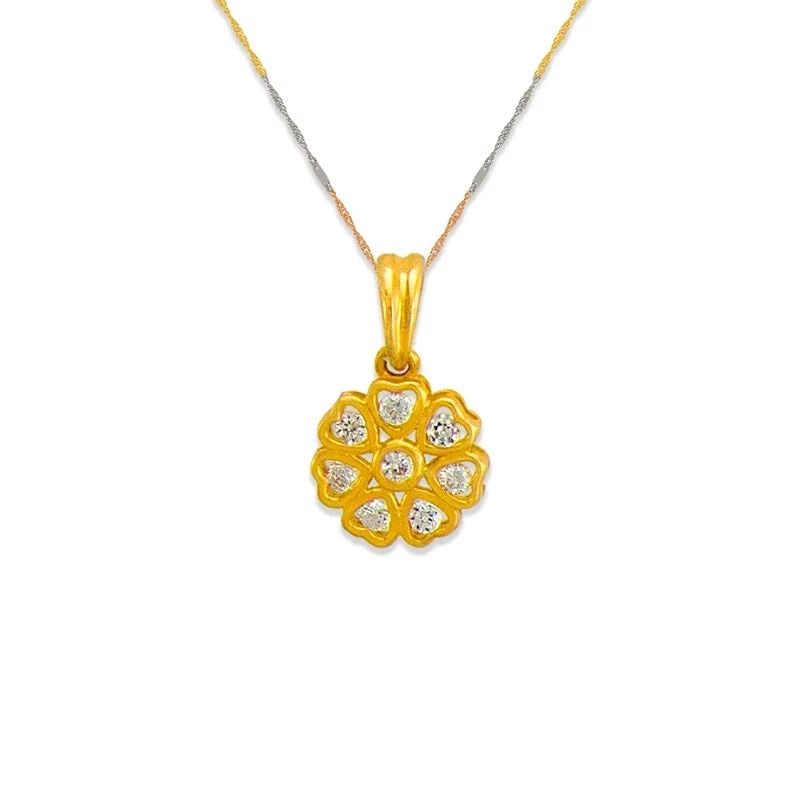 NEW 14K YELLOW GOLD FLOWER PENDANT (1 of 1)