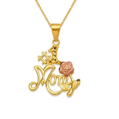 NEW 14K TWO TONE GOLD #1 MOM PENDANT (1 of 2)