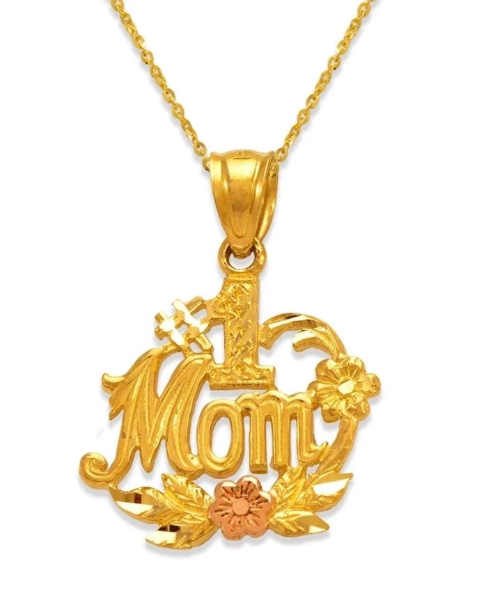 NEW 14K TWO TONE GOLD #1 MOM PENDANT (1 of 2)