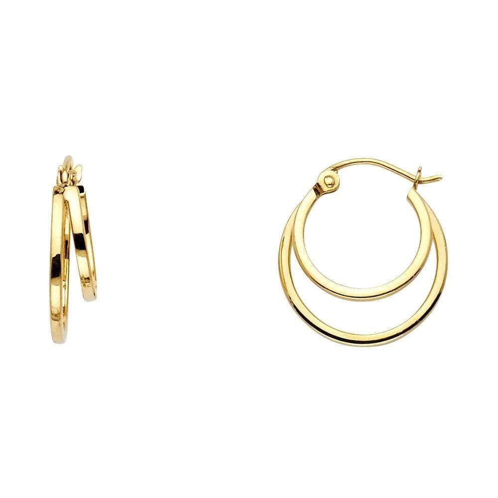 NEW 14K 2 LINE HOLLOW HOOP EARRINGS (18MM): NEW 14K 2 LINE HOLLOW HOOP EARRINGS (18MM) NEW 14K 2 LINE HOLLOW HOOP EARRINGS (18MM) NEW 14K 2 LINE HOLLOW HOOP EARRINGS (18MM) Height : 16 mm Width : 16 mm Weight : 1.2g