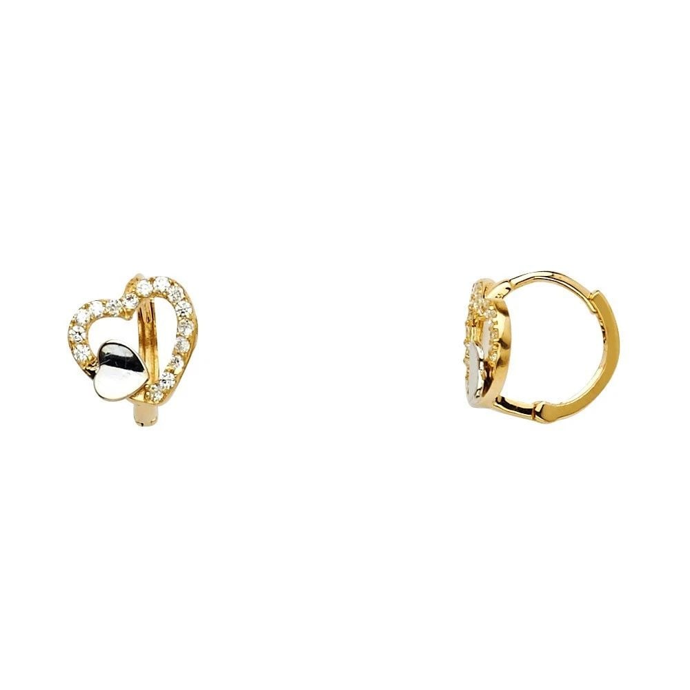 NEW 14K TWO TONE GOLD HUGGIES EARRINGS (1 of 1)