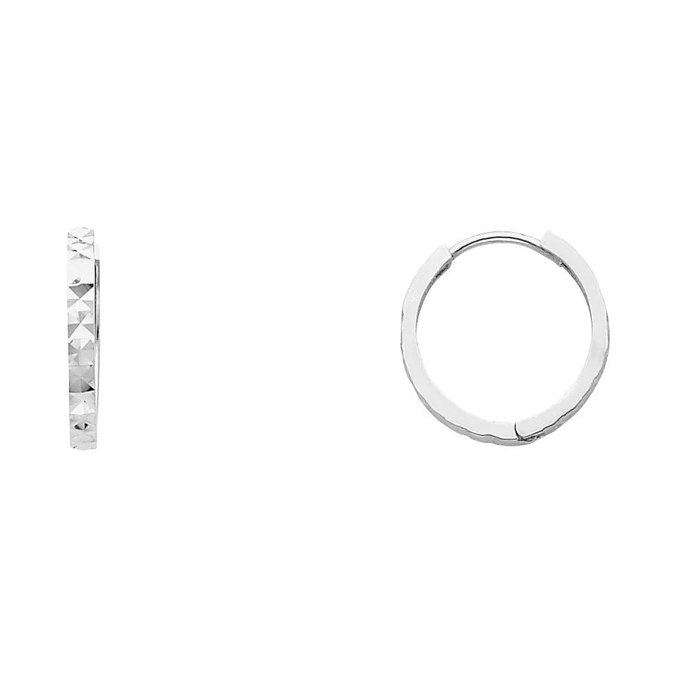 NEW 14K WHITE GOLD DC HUGGIES EARRINGS (1 of 1)