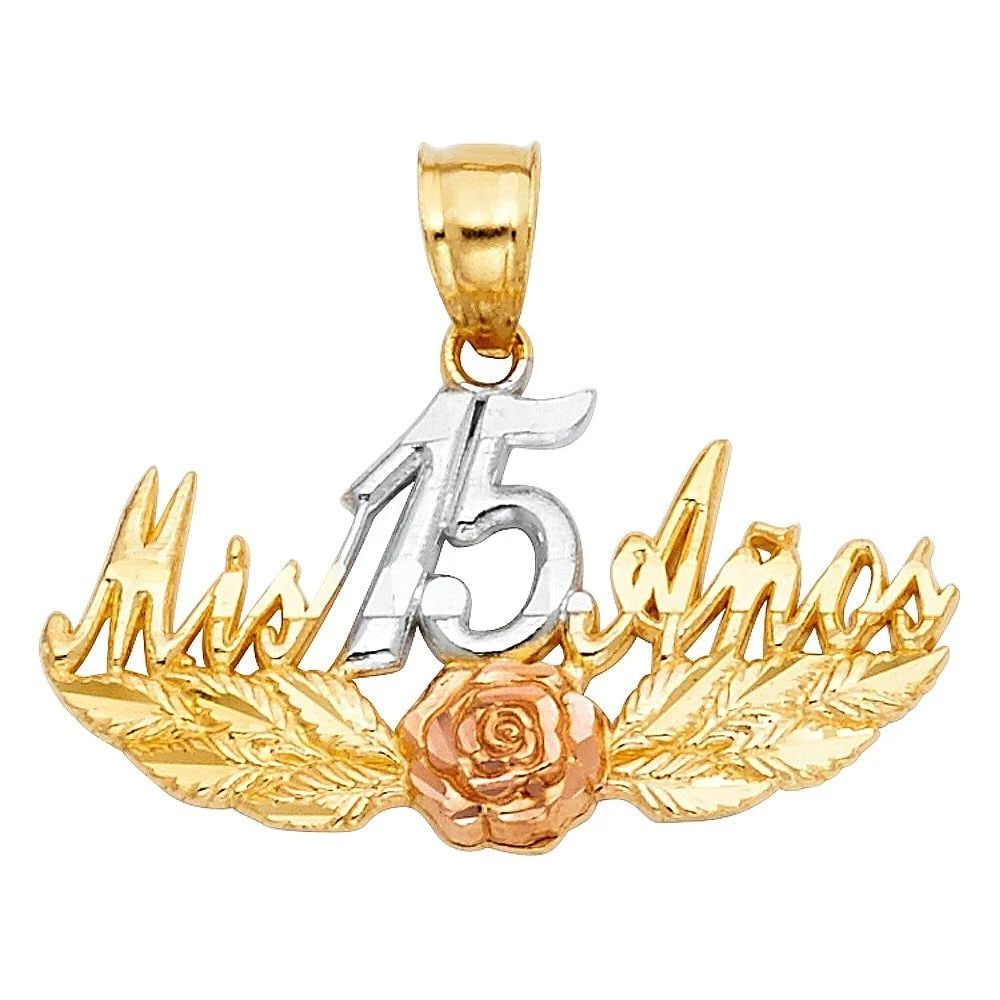 NEW 14K TRI COLOR GOLD 15 YEARS PENDANT (1 of 2)
