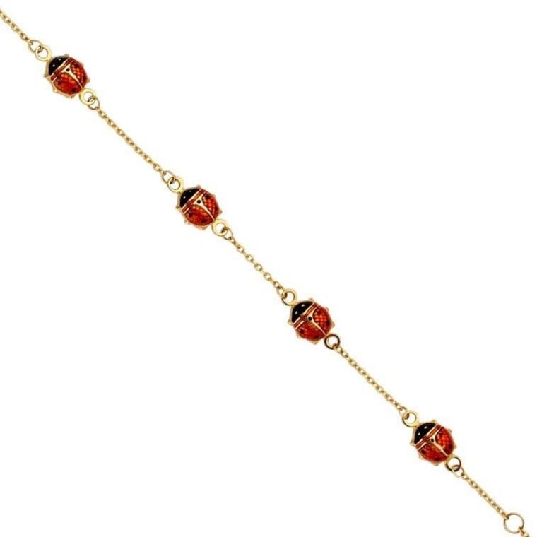 NEW 14K YELLOW GOLD LADY BUG BABY BRACELET (1 of 2)