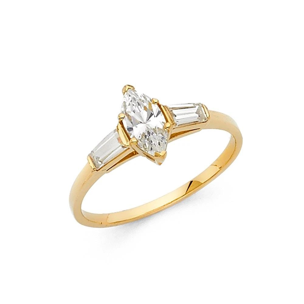 NEW 14K YELLOW GOLD ENGAGEMENT RING -SIZE 7 (1 of 2)